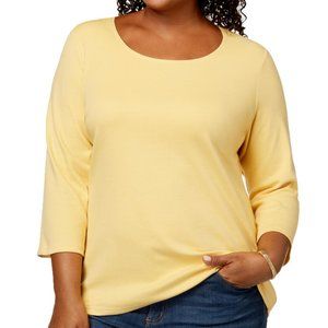 Karen Scott Plus Size Cotton Scoop Neck Top